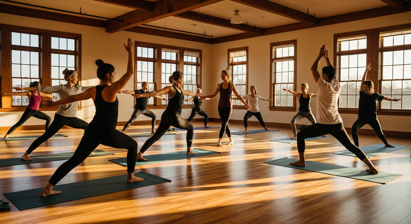 Групповое занятие хатха-йогой